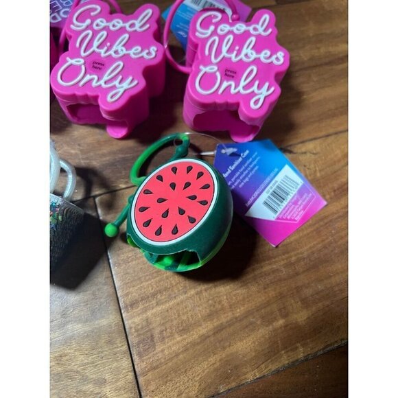 Lot of 6 hand sanitizer cases.  Good vibes only, hat, bag, watermelon - Picture 3 of 5